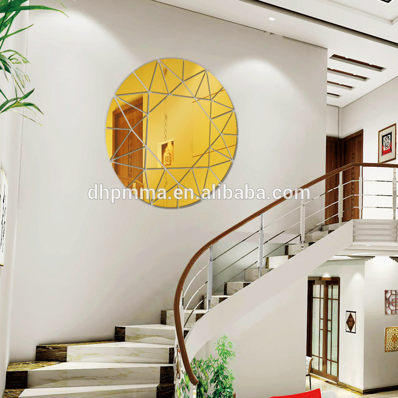 Modern Style Round Reflective Acrylic Mirror Wall Sticker with Self Adhesive for Decoration